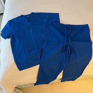 Blue Baggy Nurse Scrubs Set